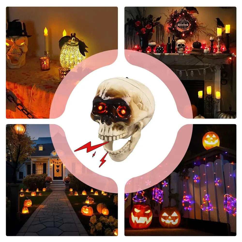 Geanimeerde Zwevende Schedel Halloween Decoratie – Griezelige Geluiden &amp; Beweging! - Spottrendsz