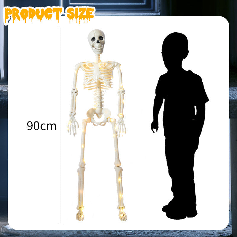 Staande en Hangende Halloween Luminous Skelet - 90cm Warm Licht voor Griezelige Decoratie! - Spottrendsz