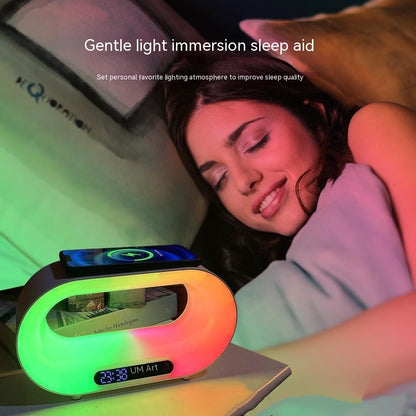 Multi-functionele 3-in-1 LED Nachtlamp – APP-bediening, RGB Verlichting, Draadloze Oplader & Wekker - Spottrendsz