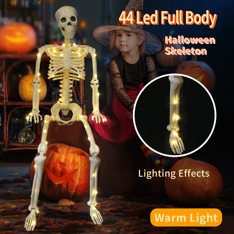 Staande en Hangende Halloween Luminous Skelet - 90cm Warm Licht voor Griezelige Decoratie! - Spottrendsz